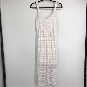 SOMA White Layered Sheer Stripe Sundress Size Small